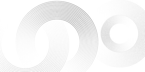 White abstract minimalist background with circle lines and dot pattern. modern