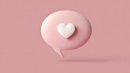 Elegant Soft Coloured Speech Bubble Featuring a Heart Symbol with Clean Copy Space and Pastel Hues Conveying a Gentle Message of Affection
