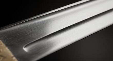 Close-up of a Brushed Steel Blade, Subtle Groove Detail, Dark Background