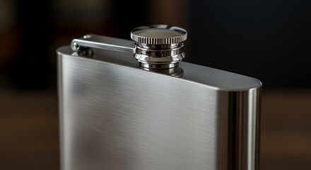 Sleek Stainless Steel Hip Flask with Polished Chrome Cap and Hinge