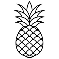 Obraz premium Line art pineapple icon tropical fruit design