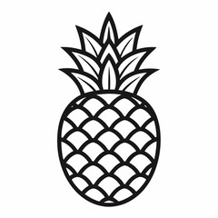 Obraz premium Simple line icon of a pineapple with spiky leaves