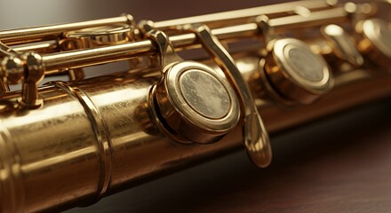 Naklejka premium Close-up of a Golden Flute's Intricate Mechanism