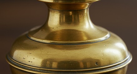 Close-up of Antique Brass Vase, Ornate Details, Golden Hues, Classic Design