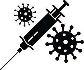 Obraz premium Symbolic representation of vaccination and viral infections in monochrome style