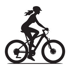 Swift lady cycling showcasing rapid pedaling and impressive momentum - lady cycling silhouette - lady cycling Vector - Silhouette of lady cycling
