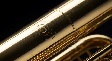 Naklejka premium Euphonium Detail: A Close-Up of a Golden Brass Instrument