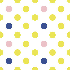 Modern pastel polka dot seamless pattern on white background

