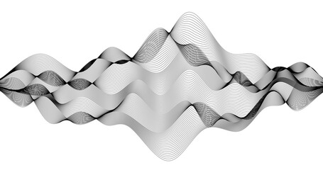 Black Abstract wave on a white background Physics concept Horizon design