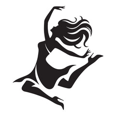 Athletic woman jumping highlighting her physical fitness and readiness for dynamic movement - woman jumping silhouette - woman jumping Vector - Silhouette of woman jumping
