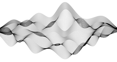Abstract backdrop with monochrome wave Chaotic lines on white background Modern technology design background