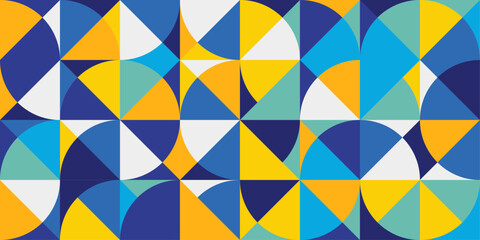 Seamless geometric pattern with yellow, blue, and green circles