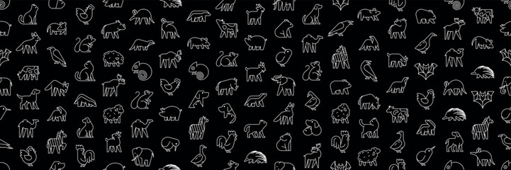 Seamless pattern with Animals logos collection. Geometrical abstract logos. Icon design