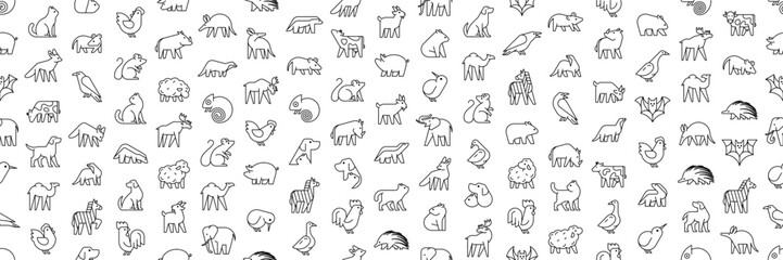 Seamless pattern with Animals logos collection. Geometrical abstract logos. Icon design