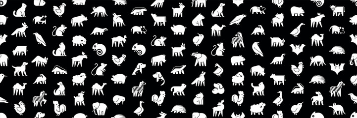 Seamless pattern with Animals logos collection. Geometrical abstract logos. Icon design