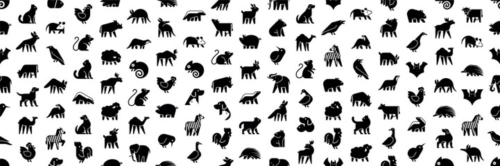 Seamless pattern with Animals logos collection. Geometrical abstract logos. Icon design