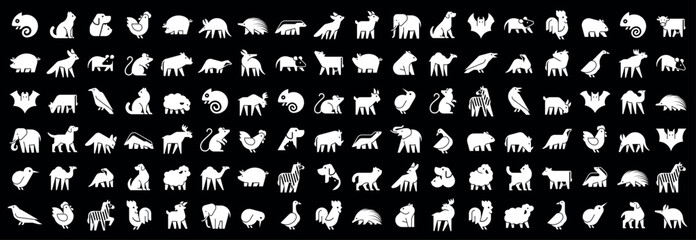 Animals logos collection. Animal logo set. Geometrical abstract logos. Icon design