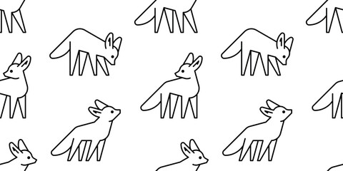 Seamless pattern with Fennec Fox logo. isolated on white background
