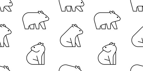 Seamless pattern with Wombat logo. isolated on white background
