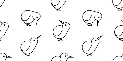 Seamless pattern with Kiwi bird logo. isolated on white background
