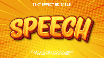 speech orange text effect vector editable