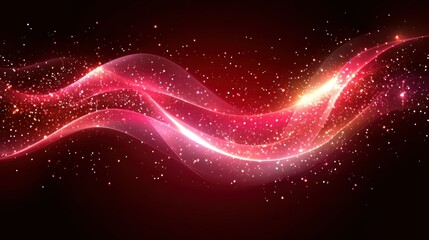 Fototapeta premium Elegant Red Flowing Light Streaks with Sparkling Particles