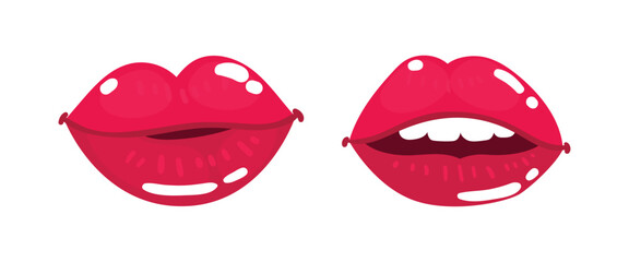 Sexy lips of women or girls flat vector illustrations set