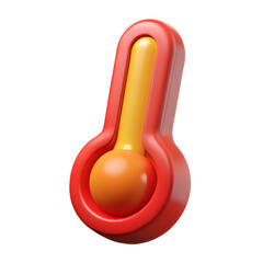 3D Cartoon Red Medical or Weather Thermometer