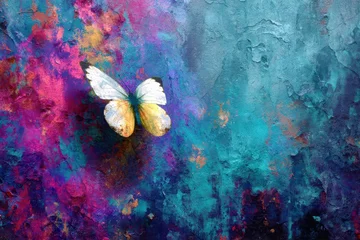 Photo sur Plexiglas abstract watercolor background with butterflies