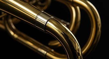 Naklejka premium Close-up of a Golden Euphonium's Valve Section