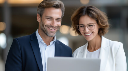 Obraz premium Collaborative Office Environment with Professionals Working Together