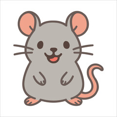 Cute Kawaii Mouse – Smiling Cartoon Animal Character Illustration