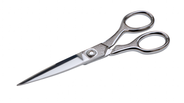Silver metal hair cutting scissors isolated on transparent background
