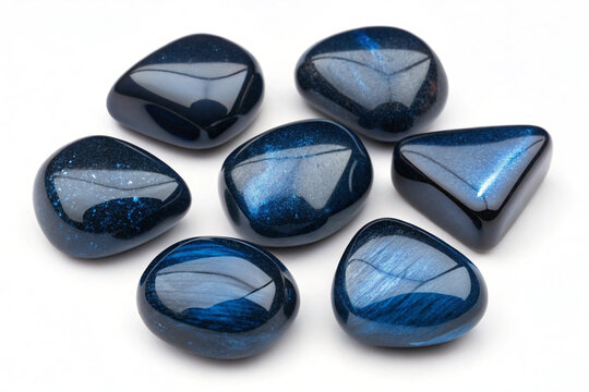 Stunning Blue Tiger Eye Tumbled Stones 6-Piece Set of Polished Semi-Precious Gems - Powered by Adobe