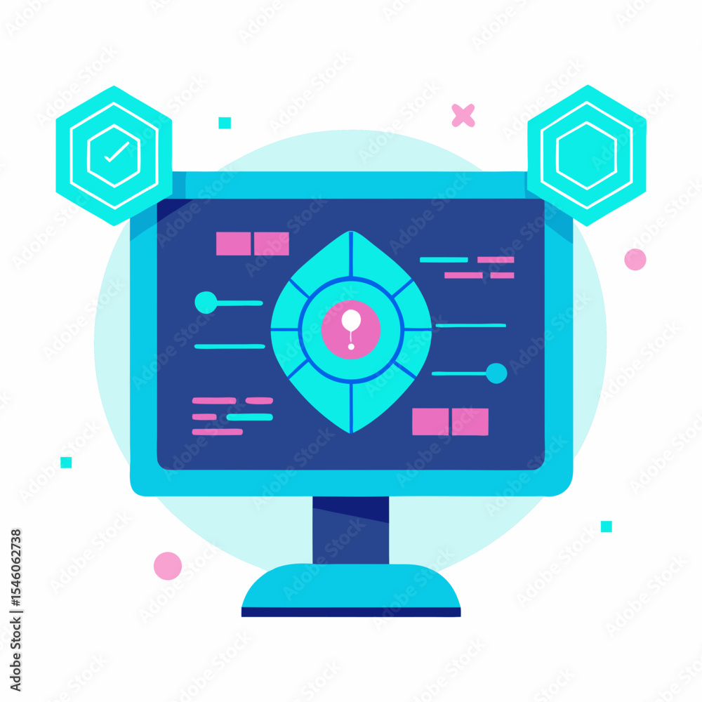 Aufkleber computer screen displaying data analytics and security