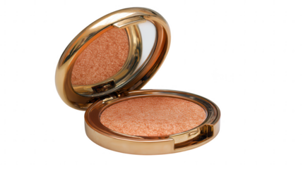 Shimmering orange powder compact isolated on transparent background