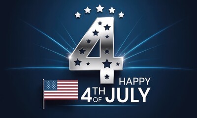 Fourth of july celebration patriotic graphic design with stars and flag