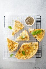 Traditional onion quiche with herbs