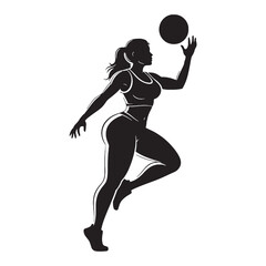 Confident sportswoman embodying self-assurance and radiating powerful inner strength - sportswoman silhouette - sportswoman Vector - Silhouette of sportswoman
