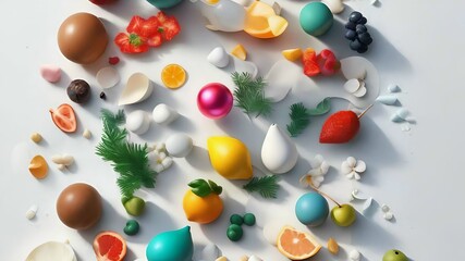 Colorful fruits and decorations