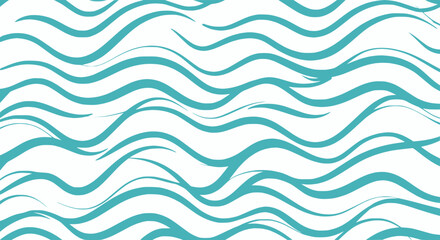 Serene seamless pattern of stylized teal waves, perfect for conveying fluidity, water, or calming background designs.