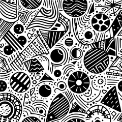 Energetic and complex abstract pattern composed of numerous chaotic lines, dots, and various organic shapes.