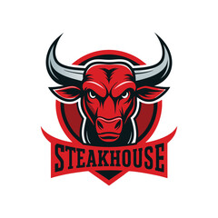 Bold Steakhouse Logo Design Featuring Powerful Bull Head Silhouette – Perfect for Grill, BBQ, Meat Restaurant, Western Dining Brands
