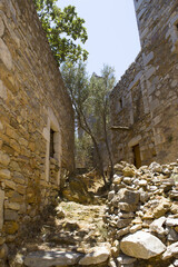 Vathia village in Mani Peloponnese Greece with old stoned towers and houses.