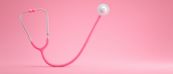 Healthcare innovation pink stethoscope medical office visual concept professional environment close-up perspective