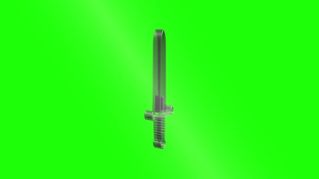 Shiny sword isolated on green screen background