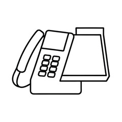 Office telephone placed beside lined notepad Vector illustration
