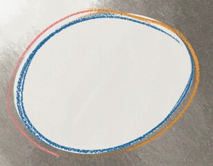 Textured oval frame with pink blue and orange crayon lines on a gray background