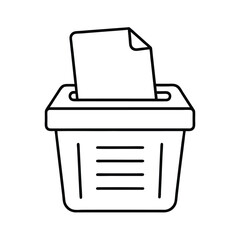 Paper shredder in action with document halfway inside Vector illustration