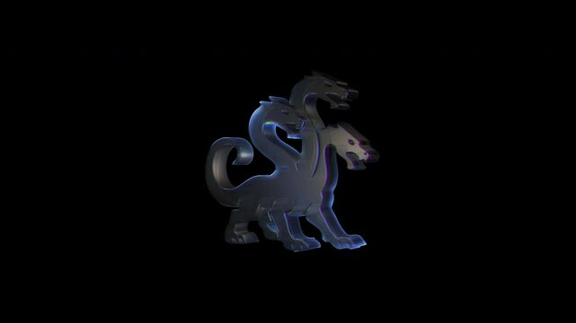 Three-headed dragon silhouette with glowing edges